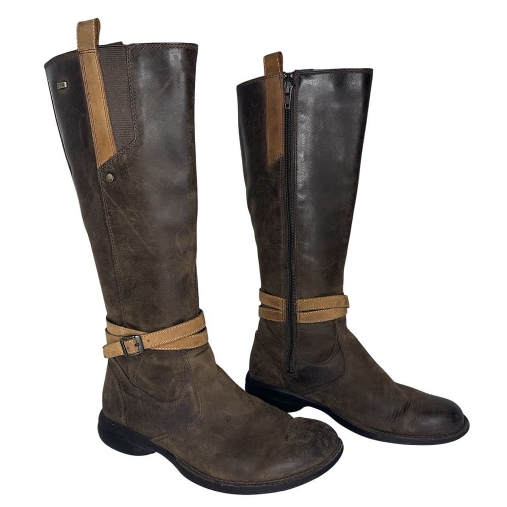 Merrell |  Tall Brown Leather Boots w/ Belt & Buckle 'Riding Style' | Size 7
